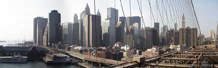 View of Lower Manhattan from the Brooklyn Bridge.